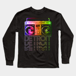 DETROIT Rainbow Boombox Long Sleeve T-Shirt