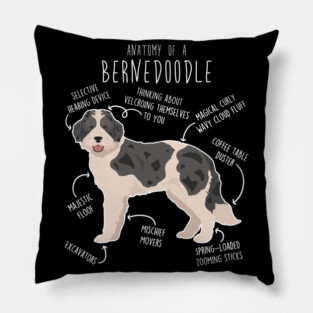 Bernedoodle Parti Black Merle Dog Anatomy Pillow
