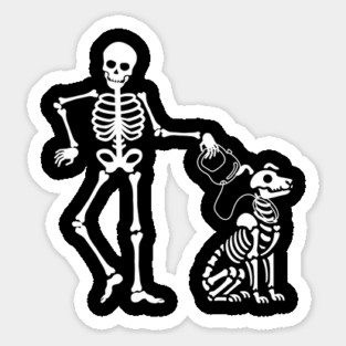 Skeleton Dog Walker Pet Sitter Halloween Magnet