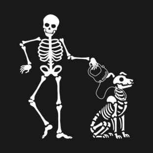 Skeleton Dog Walker Pet Sitter Halloween T-Shirt