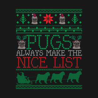 Funny Pug Dog Christmas Pug Lovers Owners Christmas Xmas T-Shirt