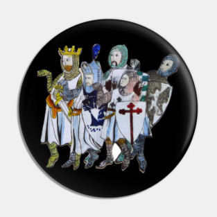 Holy Grail King Arthur Medieval Knights Humor Graphic Novelty Funny Retro Design Pin