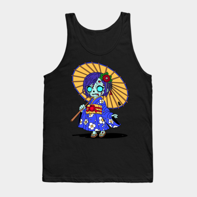 Cute Japanese Zombie Tank Top by H. R. Sinclair