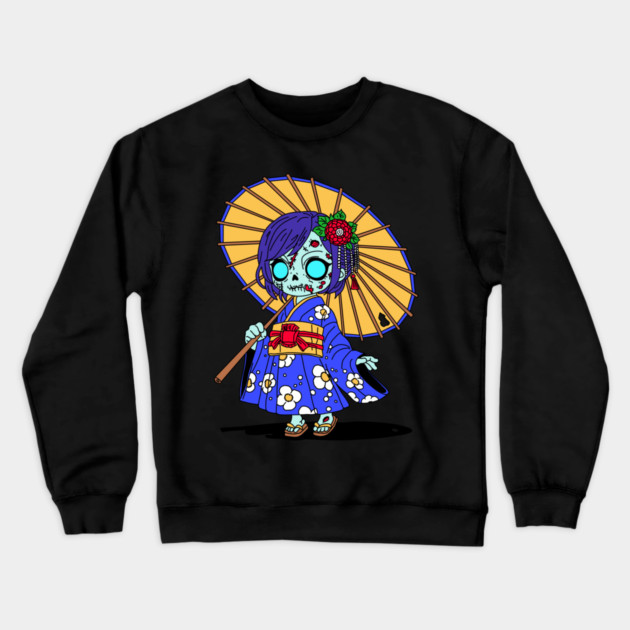 Cute Japanese Zombie Crewneck Sweatshirt by H. R. Sinclair