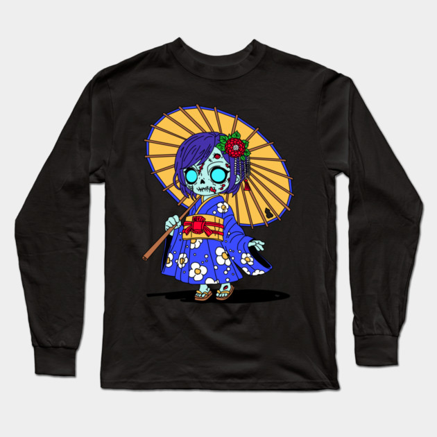 Cute Japanese Zombie Long Sleeve T-Shirt by H. R. Sinclair