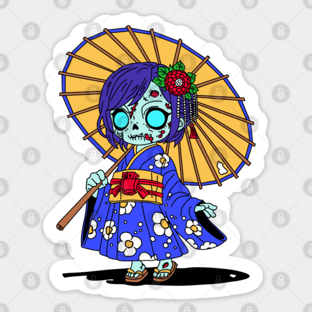 Cute Japanese Zombie Sticker by H. R. Sinclair