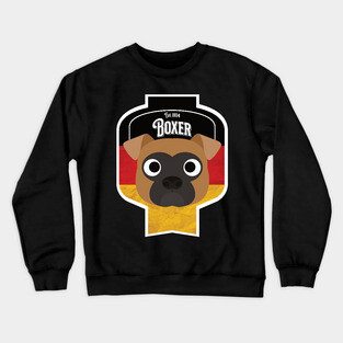 Boxer Dog - Distressed German Boxer Beer Label Design Crewneck Sweatshirt