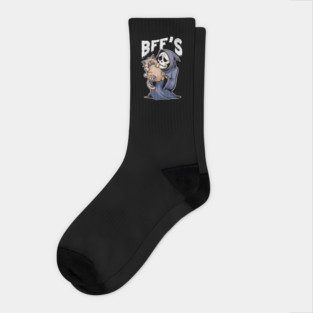 BFF's Grim Reaper and Cat Cartoon Design Socks