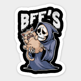 BFF's Grim Reaper and Cat Cartoon Design Magnet