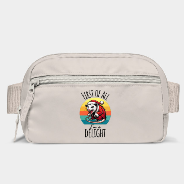 First of All I'm A Delight hissing Possum in Santa Suit against sunset by Luxinda