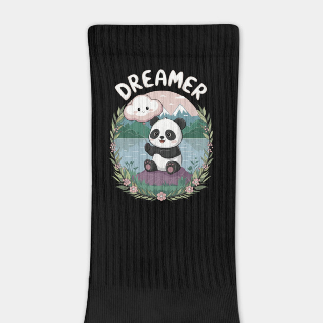 Dreamer Cute Panda and Cloud Balloon Kids Design by Designed By Marty