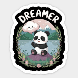Dreamer Cute Panda and Cloud Balloon Kids Design Magnet