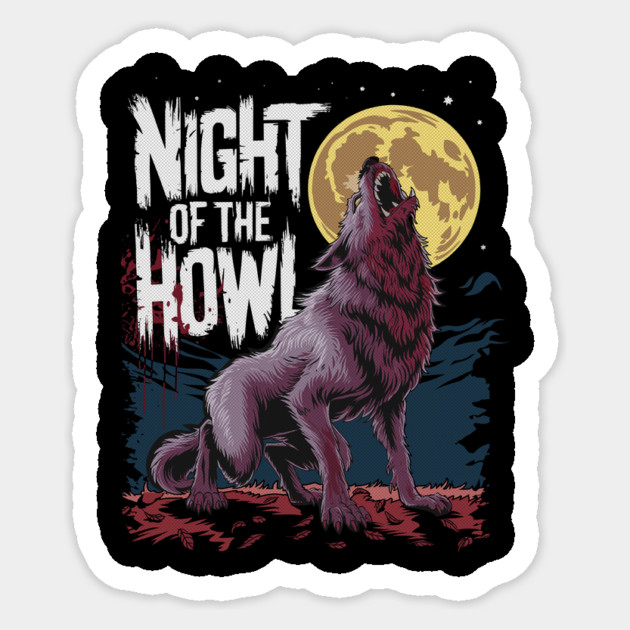 Night of the Howl Halloween Wolf Design Sticker by Designed By Marty
