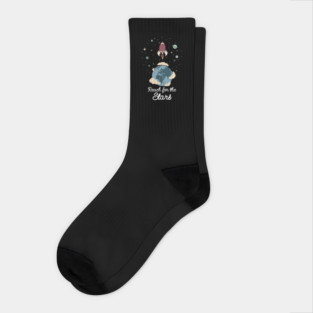 Reach for the Stars Motivational Rocket Design Socks