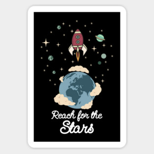 Reach for the Stars Motivational Rocket Design Magnet
