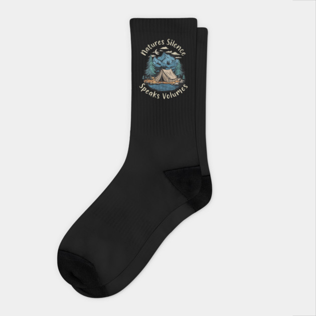 Nature's Silence Speaks Volumes Camping Design Socks by Designed By Marty