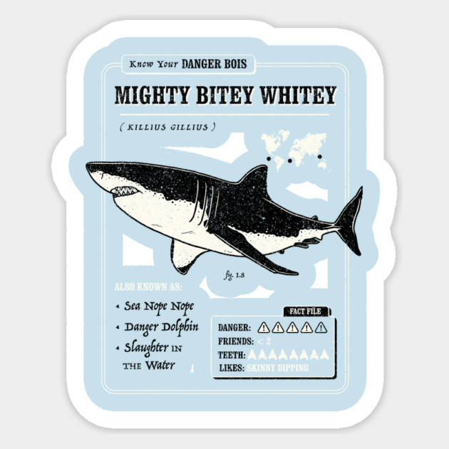 Mighty Bitey Whitey Sticker by dumbshirts