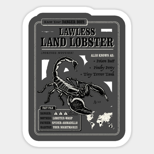 Lawless Land Lobster Sticker by dumbshirts