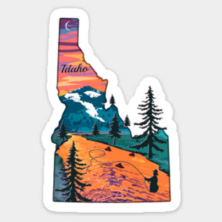 Idaho Fly Fishing State River Sunset by TeeCreations Sticker
