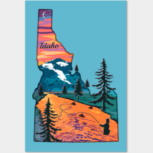Idaho Fly Fishing State River Sunset by TeeCreations Posters and Art