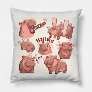 moo deng baby hippo Pillow
