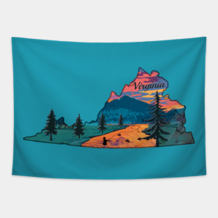 Virginia Fly Fishing State River Sunset by TeeCreations Tapestry