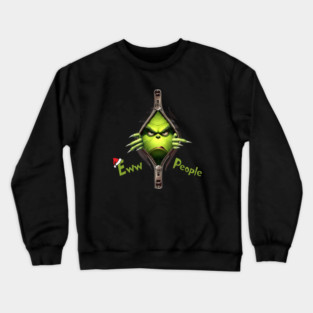 Eww People Christmas, Grinch Zipper Crewneck Sweatshirt