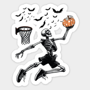 Basketball Skeleton Halloween Sticker