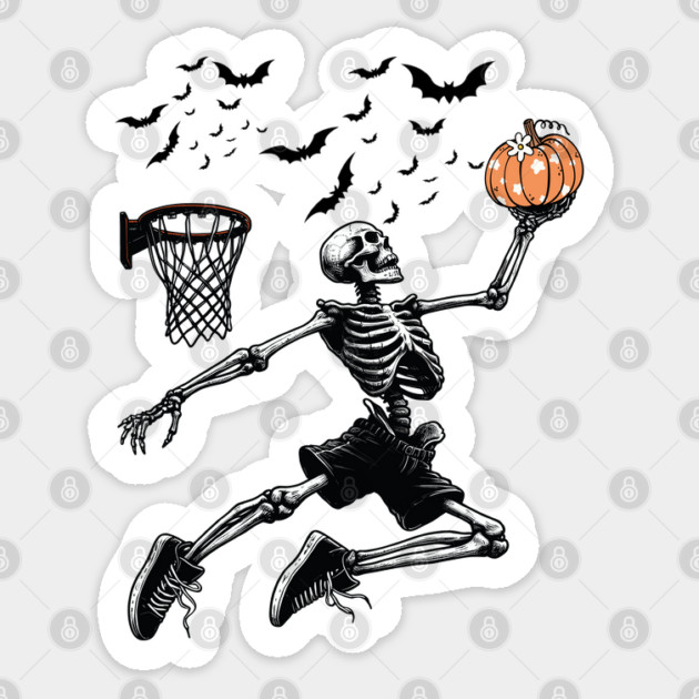 Basketball Skeleton Halloween Sticker by JessArty