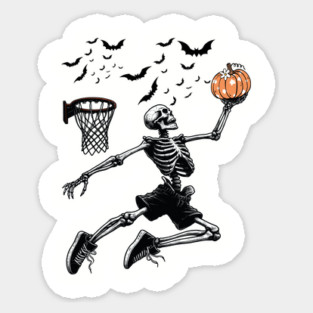 Basketball Skeleton Halloween Magnet