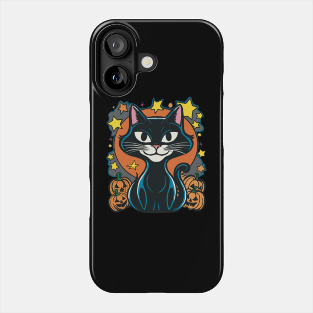 Halloween Black Cat Phone Case by TopTenGraphics