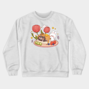 Bunny Cat Yummy Pancake Crewneck Sweatshirt