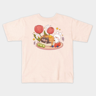 Bunny Cat Yummy Pancake Kids T-Shirt