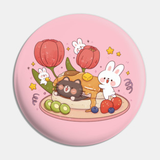 Bunny Cat Yummy Pancake Pin