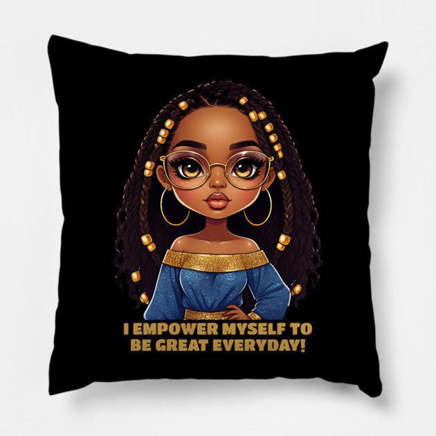 I Empower Myself - Black Woman Pillow by UrbanLifeApparel