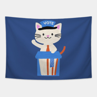 Cute Cat Vote Shirt for Election Tapestry
