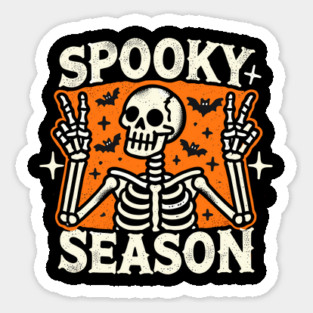 Spooky Season Skeleton Peace Sign Sticker