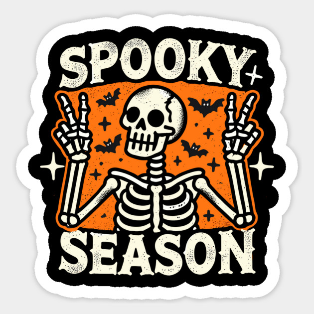 Spooky Season Skeleton Peace Sign Sticker by Cosmo Gazoo