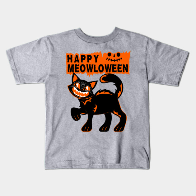 Happy Meowloween Halloween Kids T-Shirt by The WYLD Tribe