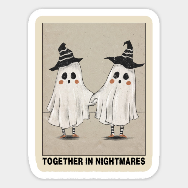 Together In Nightmares Funny Witch Ghosts Halloween Magnet by The WYLD Tribe
