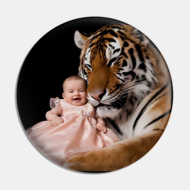 Tiger, with its Eyes Closed and a Content Expression, is Nestled Close to the Baby, Almost as if they are Cuddling Pin by animegirlnft