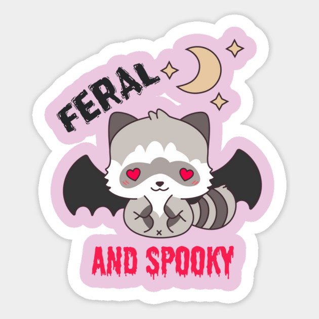 Feral and Spooky Raccoon Halloween Sticker by The WYLD Tribe