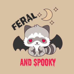 Feral and Spooky Raccoon Halloween T-Shirt