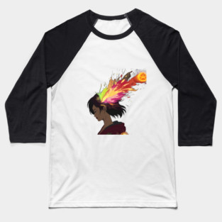 The Art Woman Silhouette with an Explosion of Vibrant Colors Emanating From the Head Area Baseball T-Shirt