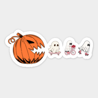 Pumpkin Eating Ghosts Halloween Sticker