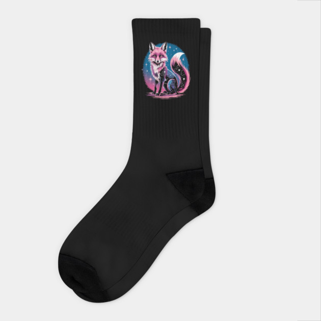 Cosmic Fox Illustration Socks by BirdsnStuff