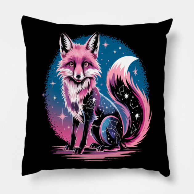 Cosmic Fox Illustration Pillow by BirdsnStuff