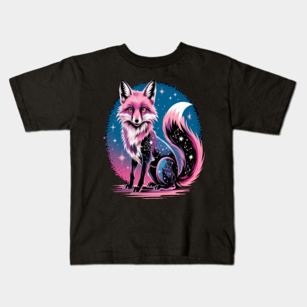 Cosmic Fox Illustration Kids T-Shirt by BirdsnStuff