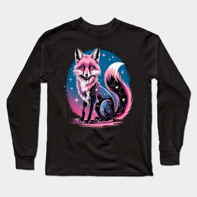 Cosmic Fox Illustration Long Sleeve T-Shirt by BirdsnStuff
