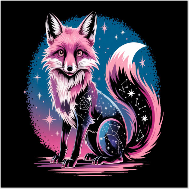Cosmic Fox Illustration Wall Art by BirdsnStuff